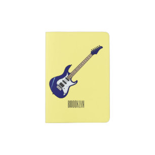 Electric guitar cartoon illustration passport holder