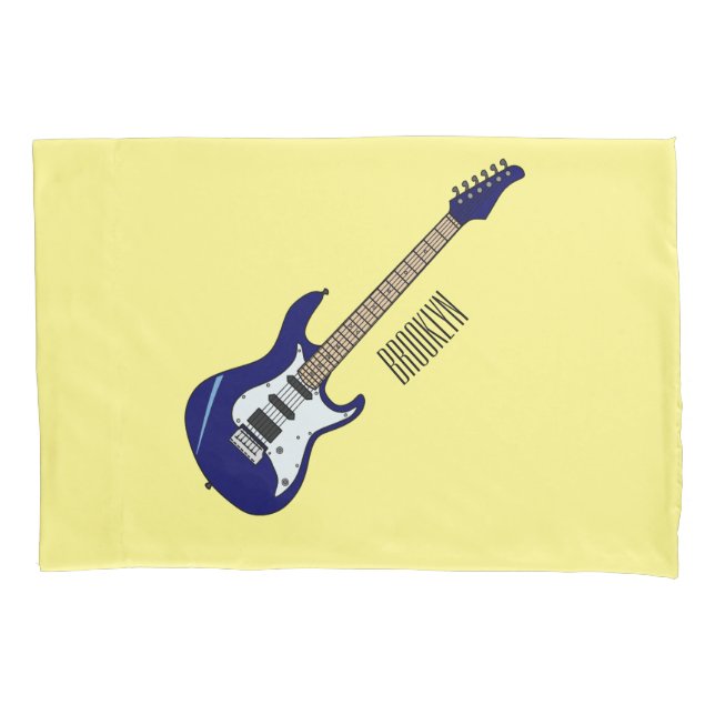 Electric guitar cartoon illustration pillow case (Front)