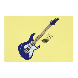 Electric guitar cartoon illustration placemat