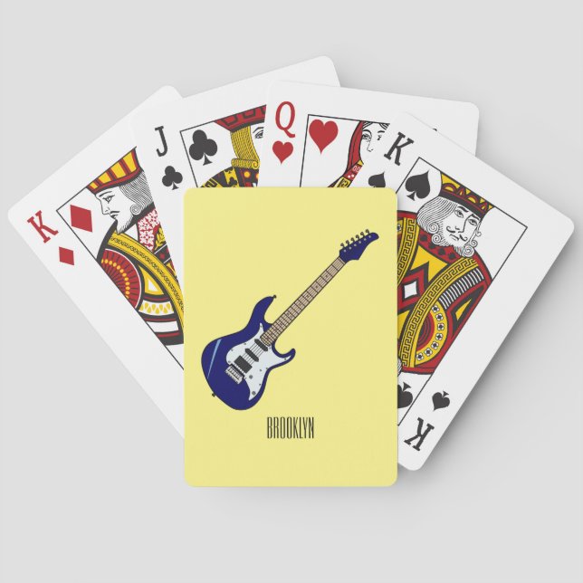 Electric guitar cartoon illustration poker cards (Back)
