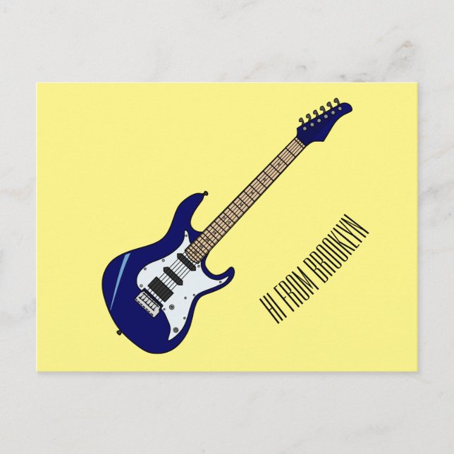 Electric guitar cartoon illustration postcard (Front)