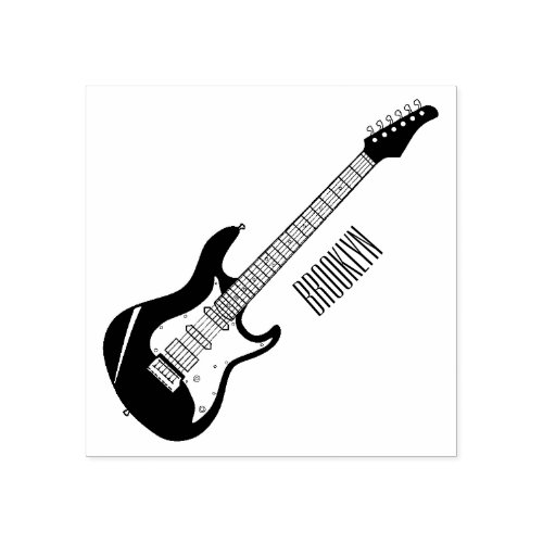 Electric guitar cartoon illustration rubber stamp