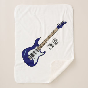 Electric guitar cartoon illustration sherpa blanket