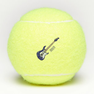 Electric guitar cartoon illustration tennis balls