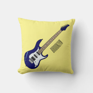 Electric guitar cartoon illustration throw pillow