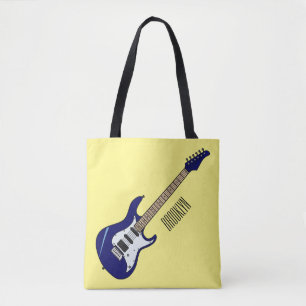 Electric guitar cartoon illustration tote bag