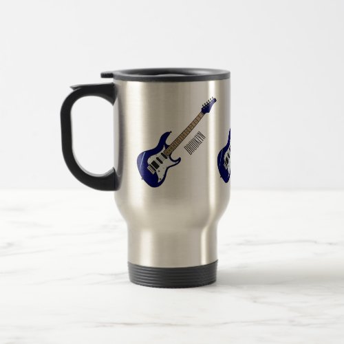 Electric guitar cartoon illustration travel mug