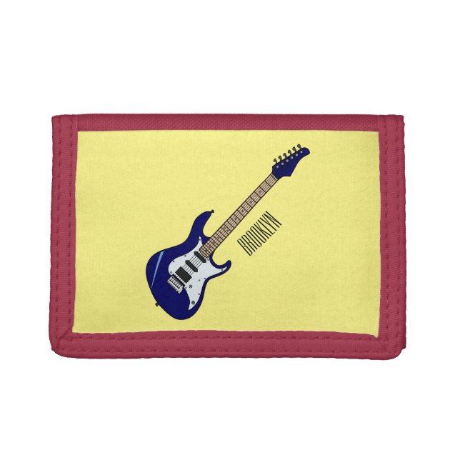 Electric guitar cartoon illustration trifold wallet (Front)