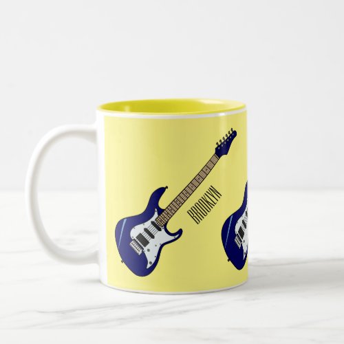 Electric guitar cartoon illustration Two_Tone coffee mug