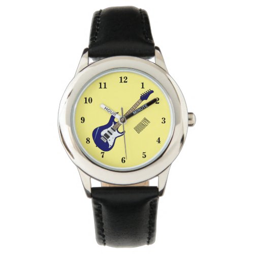 Electric guitar cartoon illustration watch