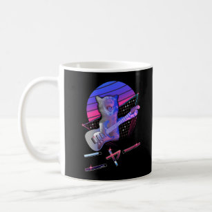 Electric Guitar Cat Vaporwave 80s 90s Music Lover Coffee Mug