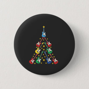 Electric Guitar Christmas Tree Music Lovers   Button
