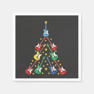 Electric Guitar Christmas Tree Music Lovers Napkins