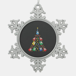 Electric Guitar Christmas Tree Music Lovers   Snowflake Pewter Christmas Ornament