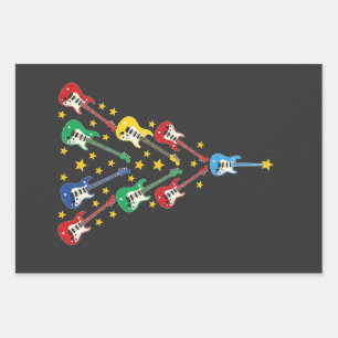 Electric Guitar Christmas Tree Music Lovers   Wrapping Paper Sheets