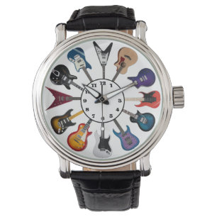 Electric Guitar Circle White Watch