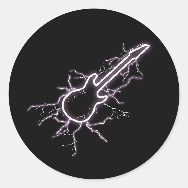 Electric Guitar Classic Round Sticker (Front)