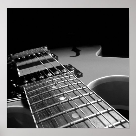 Electric Guitar Close Up - Grey B&W Poster | Zazzle.com