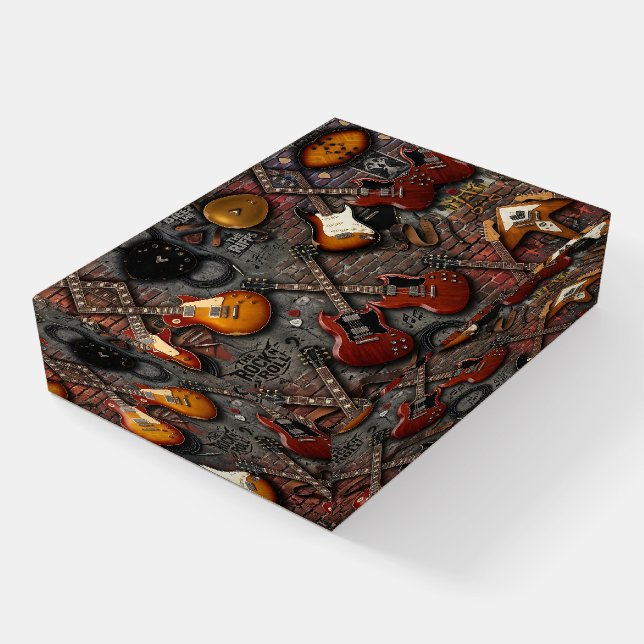 Electric Guitar Collage Acrylic Paperweight (Angled)