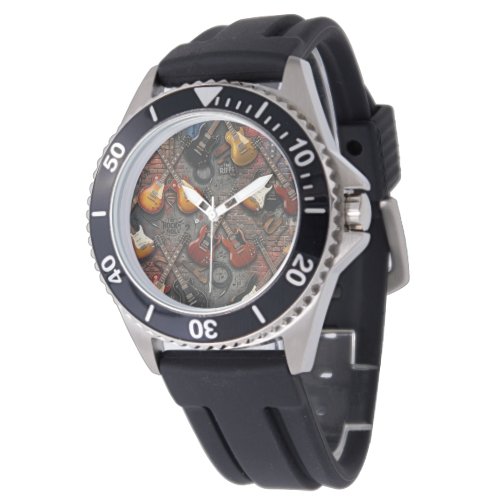 Electric Guitar Collage Sports Watch