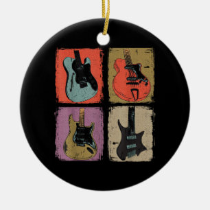 Electric Guitar Collection Band Guitarist Vintage  Ceramic Ornament