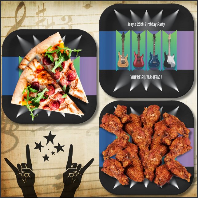 Electric Guitar Collection Spotlight Paper Plates (Electric Guitar Party Collection Paper Plates)