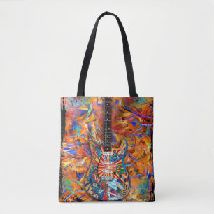 Electric Guitar, Colorful Guitar, Rock Music Tote Bag