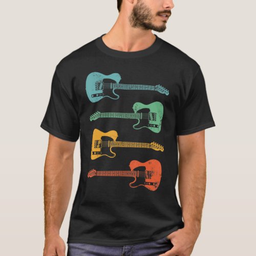Electric Guitar Cool Retro Colors T_Shirt