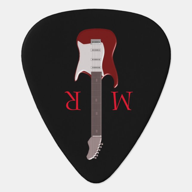 Electric Guitar Design Monogrammed Pick (Front)