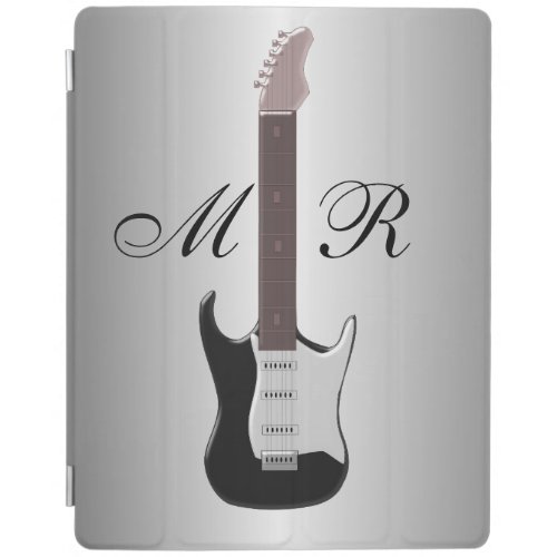 Electric Guitar Design Silver Coloured Monogrammed iPad Smart Cover