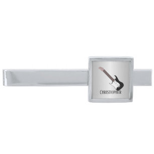 Electric Guitar Design Silver Finish Tie Bar