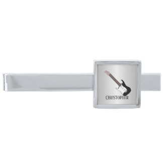 Electric Guitar Design Silver Finish Tie Bar