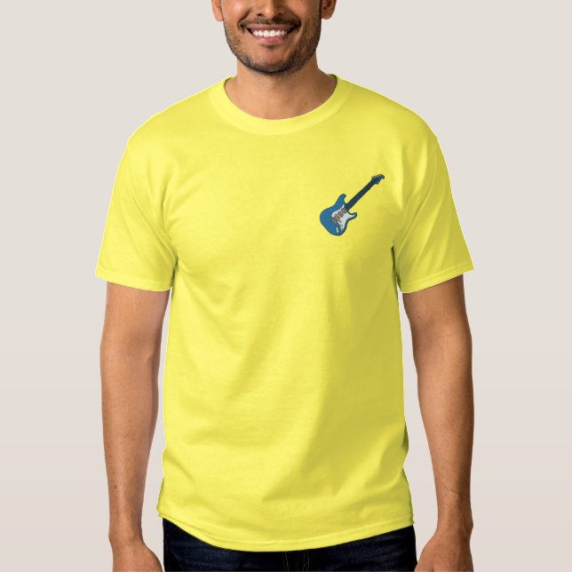 Electric Guitar Embroidered T-Shirt (Front)