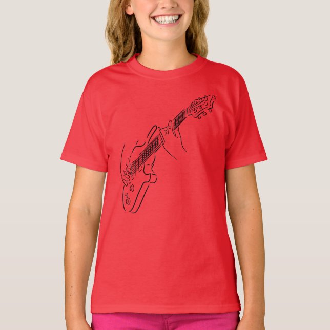 Electric guitar. For a music lovers. String. Bass. T-Shirt (Front)