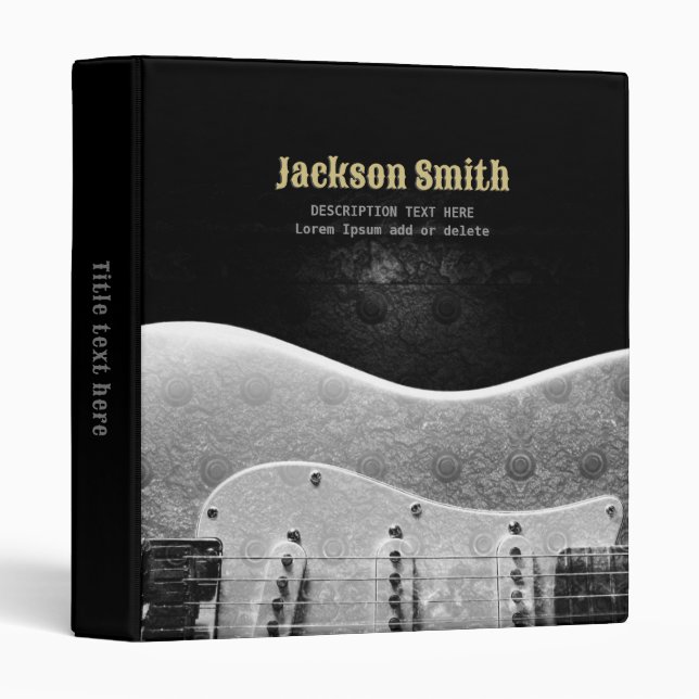 Electric Guitar Grunge String Instrument Music 3 Ring Binder (Front/Spine)