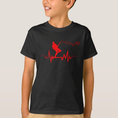 Electric Guitar Heartbeat Cool  for Guitarists T_Shirt