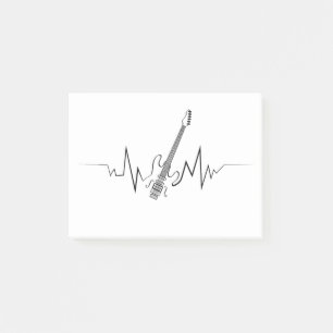 Electric Guitar Heartbeat Cool Gift for Guitarists Post-it Notes