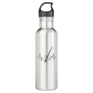 Electric Guitar Heartbeat Cool Gift for Guitarists Stainless Steel Water Bottle