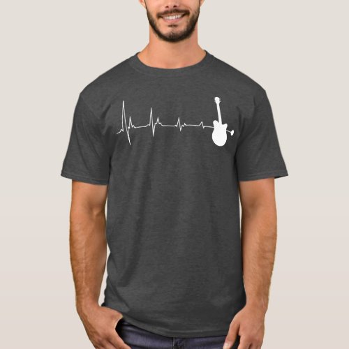 Electric Guitar Heartbeat Vintage Guitar Player T_Shirt