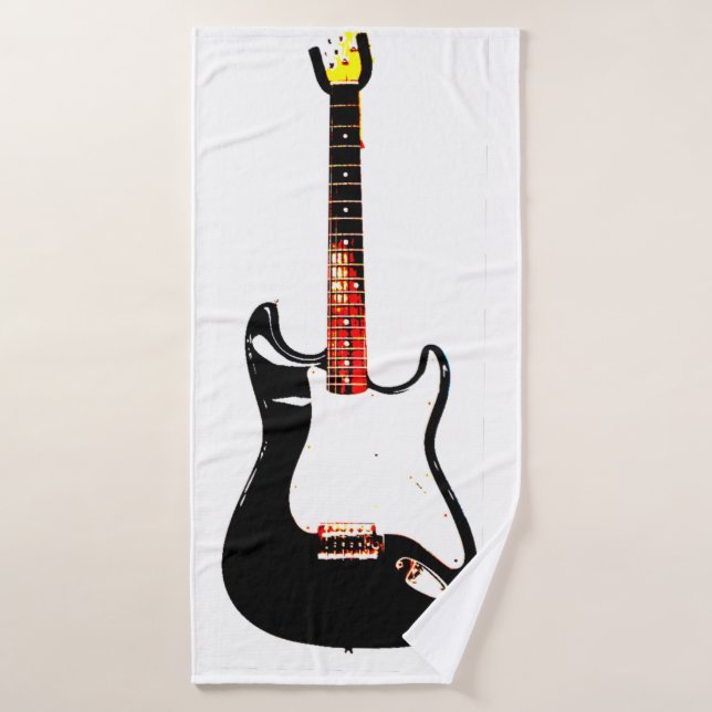 Electric Guitar in Black Bath Towel (Bath Towel)