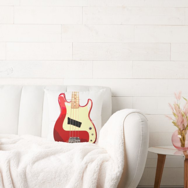 Electric Guitar in Red Throw Pillow (Couch)