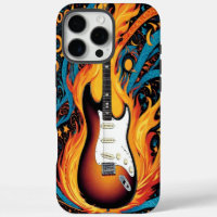 Electric guitar in vibrant flames