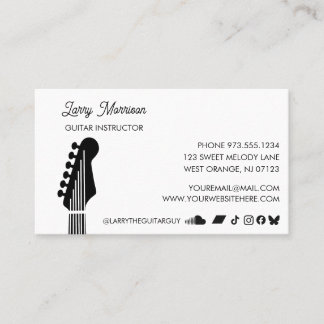 Electric Guitar Lessons Musician Music Teacher Business Card