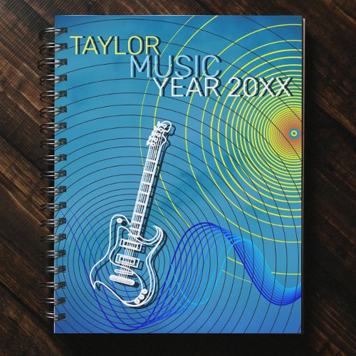 Electric Guitar lines  Abstract Sun Vibes blue Notebook