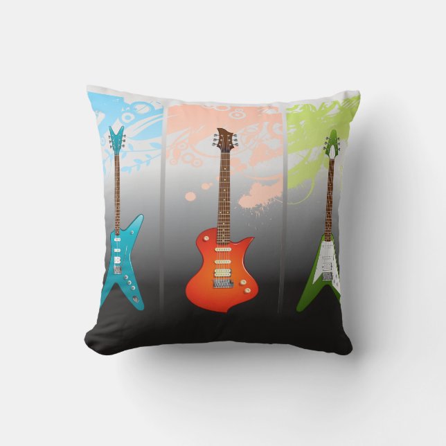 Electric Guitar Lovers Dream Throw Pillow (Front)