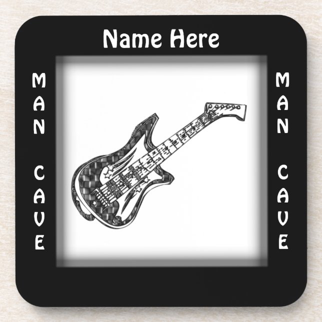 Electric Guitar Man Cave Custom Drink Coaster (Front)