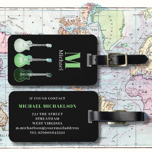 Electric Guitar Monogram Contact Details Luggage Tag
