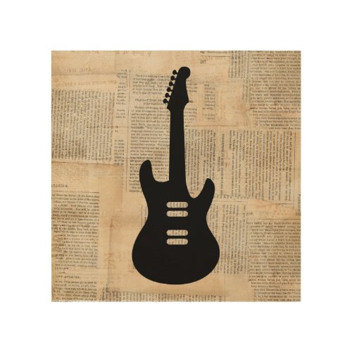 Electric Guitar Music Art with Newspaper Text