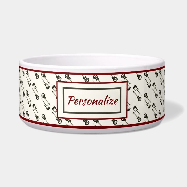 Electric Guitar Music Instrument Pattern Cat Dog Bowl (Front)