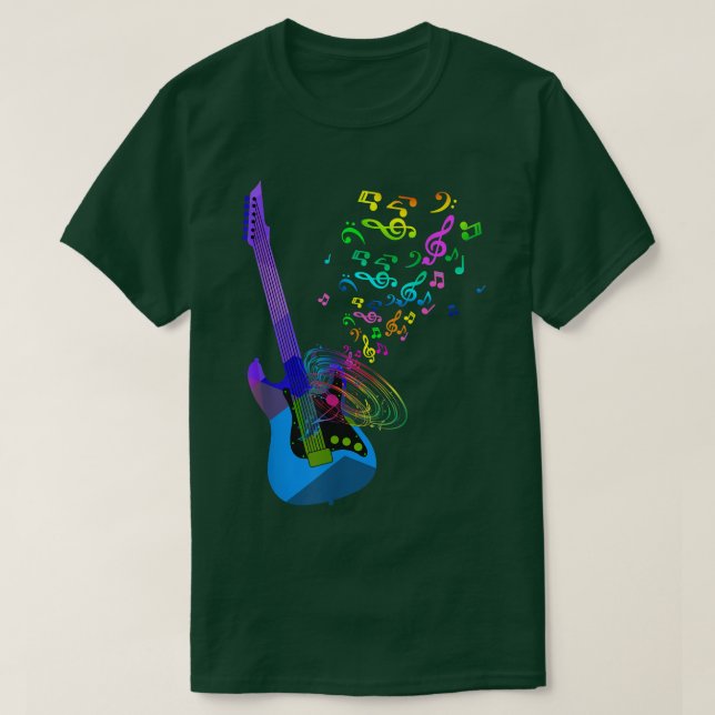 Electric Guitar Music Notes Instruments T shirt 69 (Design Front)